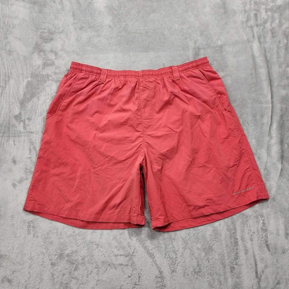 Columbia PFG Swim Trunks Mens 2XL Red‎ Omni-Shade Lined Fishing Shorts Quick Dry
